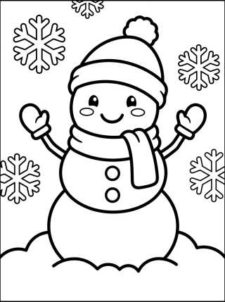 Desenho de Muñeco de Nieve en Invierno para colorir e imprimir grátis