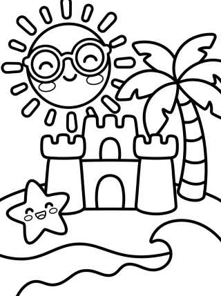 Desenho de Sol de Verano en la Playa para colorir e imprimir grátis