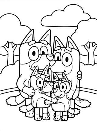 Desenho de Abrazo de Toda la Familia Heeler para colorir e imprimir grátis