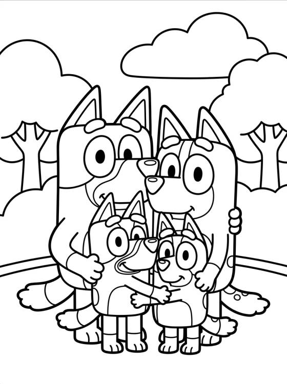 Desenho de Abrazo de Toda la Familia Heeler para colorir e imprimir grátis