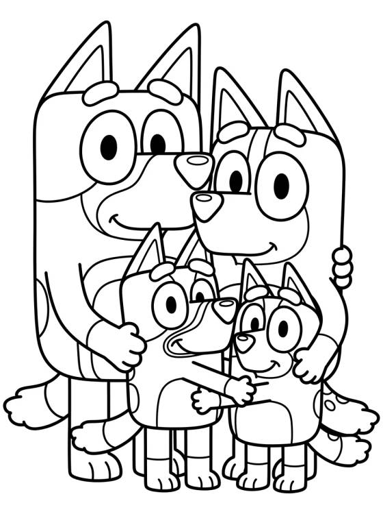 Desenho de Bandit e Chilli en un Abrazo Familiar para colorir e imprimir grátis