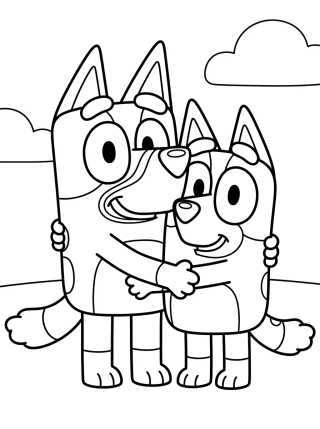 Desenho de Bluey y Bingo Abrazadas para colorir e imprimir grátis