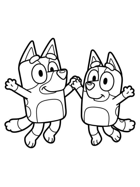Desenho de Bluey y Bingo Jugando para colorir e imprimir grátis