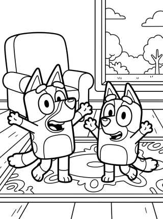 Desenho de Bluey y Bingo Jugando Juntas para colorir e imprimir grátis