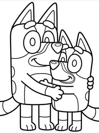 Desenho de Mamá Chilli y Bluey para colorir e imprimir grátis