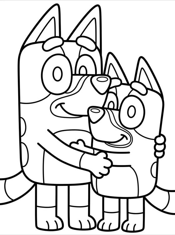 Desenho de Mamá Chilli y Bluey para colorir e imprimir grátis