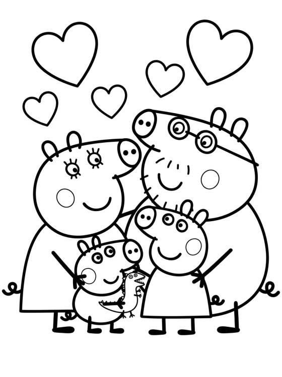 Desenho de Abrazo de la Familia Pig para colorir e imprimir grátis