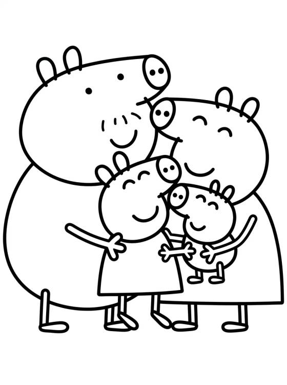 Desenho de Abrazo de Oso de la Familia Pig para colorir e imprimir grátis
