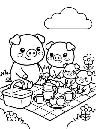 Desenho de Familia Pig de Picnic para colorir e imprimir grátis