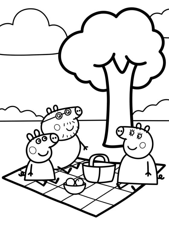 Desenho de Pícnic de la Familia Pig para colorir e imprimir grátis