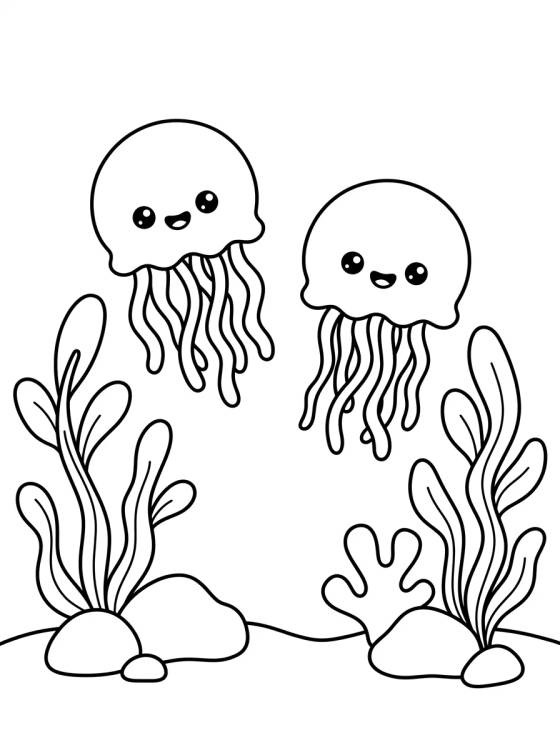 Desenho de Campos de Medusas de Fondo de Bikini para colorir e imprimir grátis
