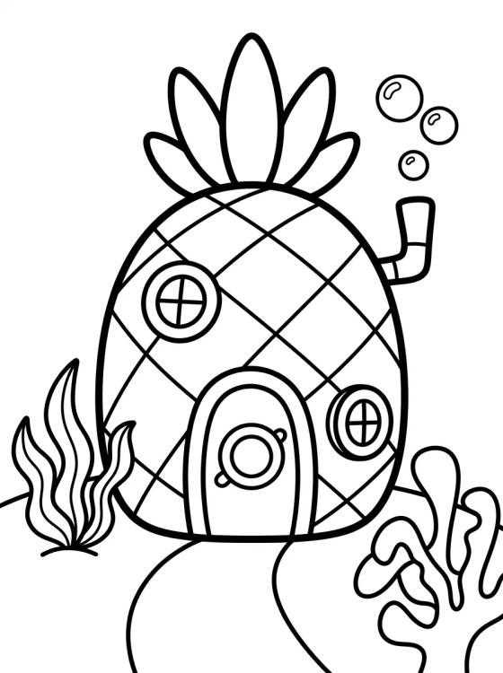 Desenho de Casa de Bob Esponja en Fondo de Bikini para colorir e imprimir grátis