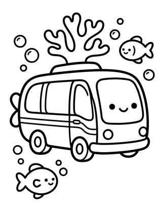 Desenho de Autobús Submarino de Fondo de Bikini para colorir e imprimir grátis