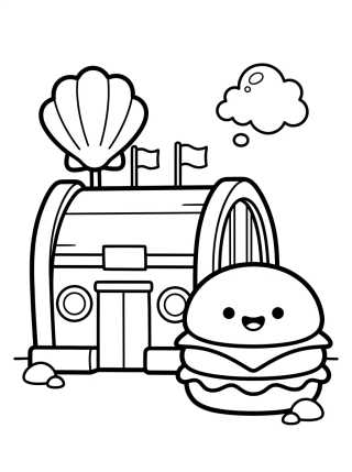 Desenho de El Crustáceo Cascarudo y la Cangreburguer para colorir e imprimir grátis