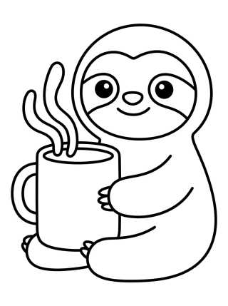Desenho de Flash el Perezoso con Taza de Café para colorir e imprimir grátis