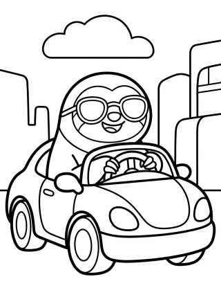 Desenho de Flash el Perezoso Conduciendo Auto Deportivo para colorir e imprimir grátis