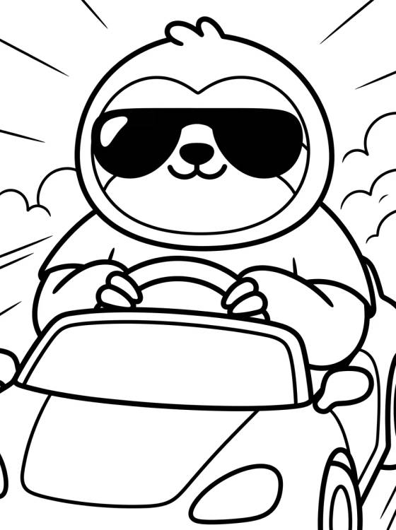 Desenho de Flash el Perezoso Conduciendo Coche Rápido para colorir e imprimir grátis