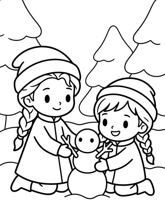 Desenho de Elsa y Anna de Niñas para colorir e imprimir grátis
