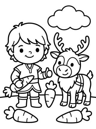 Desenho de Kristoff y el Reno Sven para colorir e imprimir grátis