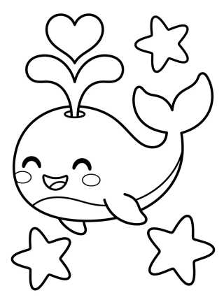 Desenho de Ballena Alegre Nadando para colorir e imprimir grátis
