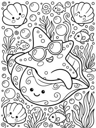 Desenho de Estrella de Mar con Lentes para colorir e imprimir grátis