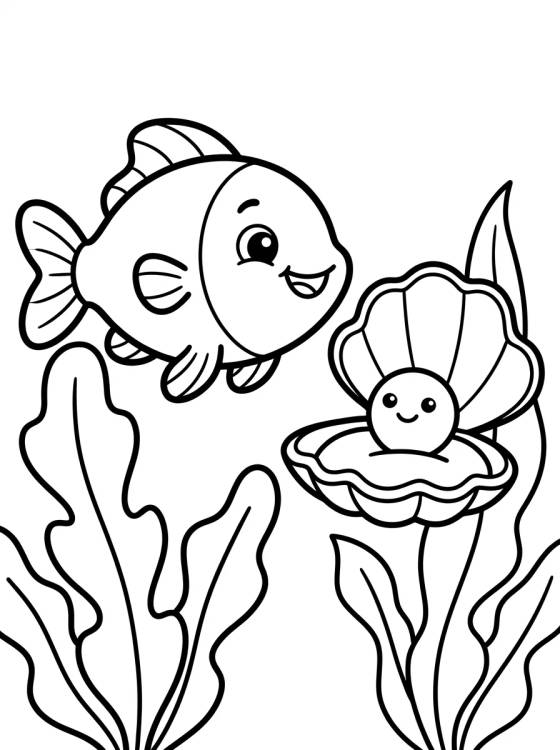 Desenho de Pececito Feliz y Conchita para colorir e imprimir grátis