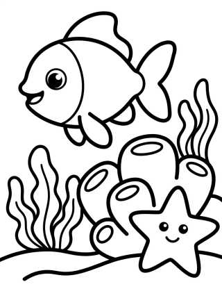 Desenho de Pececito Lindo en los Corales para colorir e imprimir grátis