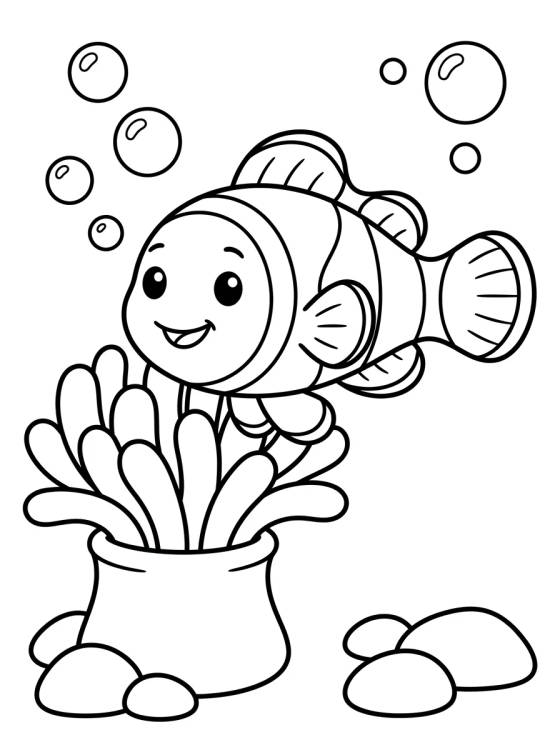 Desenho de Pececito Payaso en los Corales para colorir e imprimir grátis