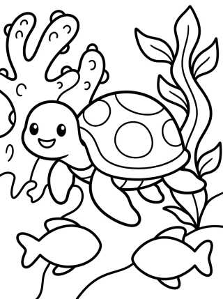 Desenho de Tortuga Marina Amigable para colorir e imprimir grátis