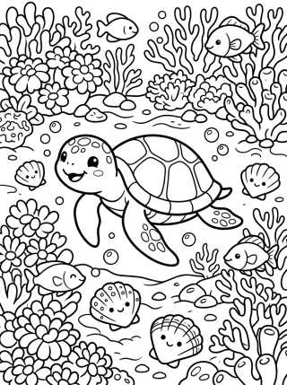 Desenho de Tortuga Marina Bebé para colorir e imprimir grátis