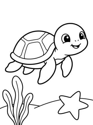 Desenho de Tortuga Marina Nadando para colorir e imprimir grátis