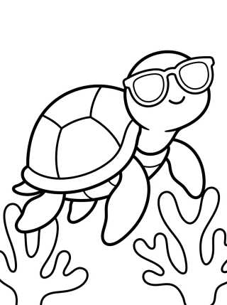 Desenho de Tortuguita con Lentes de Sol para colorir e imprimir grátis