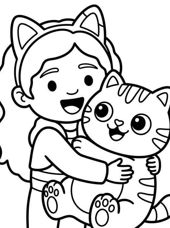 Desenho de Gabby Abrazando a Pandy Patas para colorir e imprimir grátis