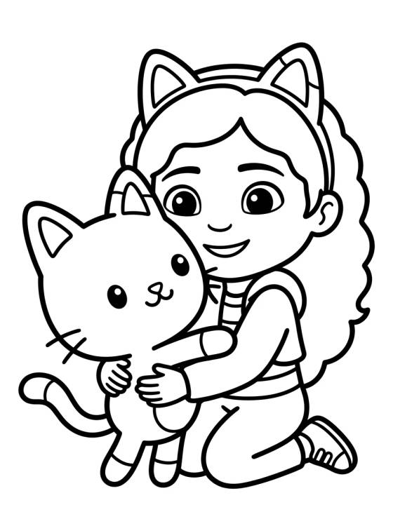Desenho de Gabby Abrazando a Pandy Patas para colorir e imprimir grátis