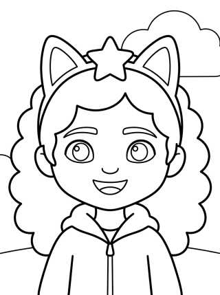 Desenho de Gabby con Diadema de Gatito para colorir e imprimir grátis