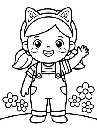 Desenho de Gabby con Diadema de Gatito Sonriendo para colorir e imprimir grátis