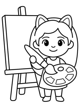 Desenho de Gabby Pintando con Pincel y Pinturas para colorir e imprimir grátis