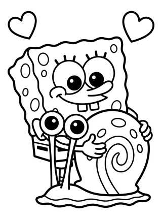 Desenho de Gary y Bob Esponja Abrazados para colorir e imprimir grátis