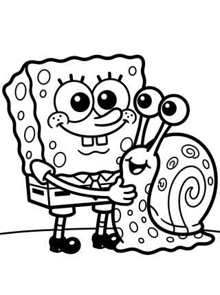 Desenho de Gary y Bob Esponja Amigos para colorir e imprimir grátis