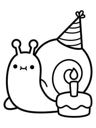 Desenho de Gary el Caracol con Gorro de Cumpleaños para colorir e imprimir grátis