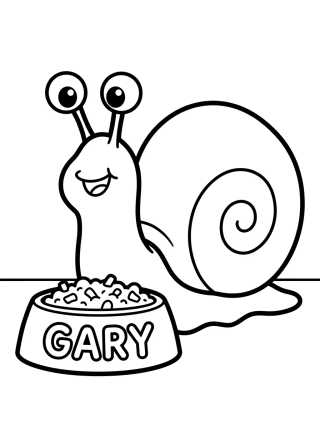 Desenho de Gary el Caracol Comiendo su Comida para colorir e imprimir grátis