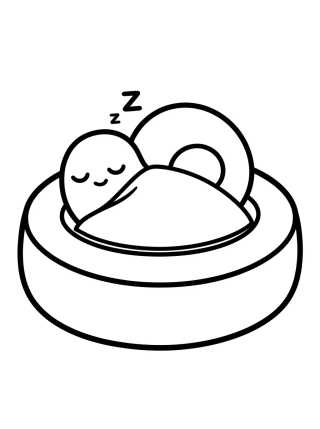 Desenho de Gary el Caracol Durmiendo en la Cama para colorir e imprimir grátis