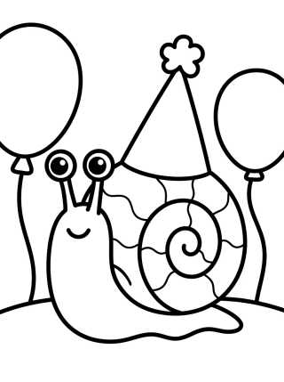 Desenho de Gary el Caracol con Sombrero de Cumpleaños para colorir e imprimir grátis