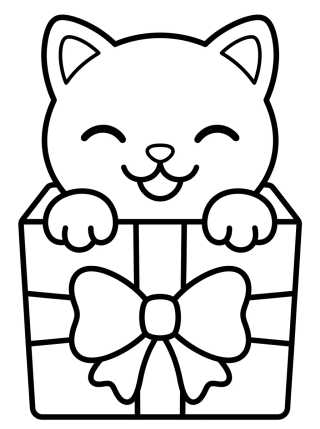 Desenho de Gatito en la Caja de Cartón para colorir e imprimir grátis