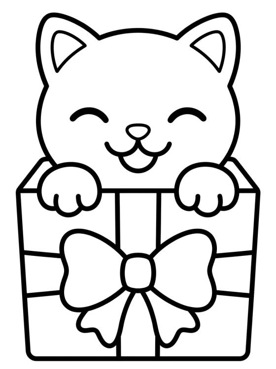 Desenho de Gatito en la Caja de Cartón para colorir e imprimir grátis