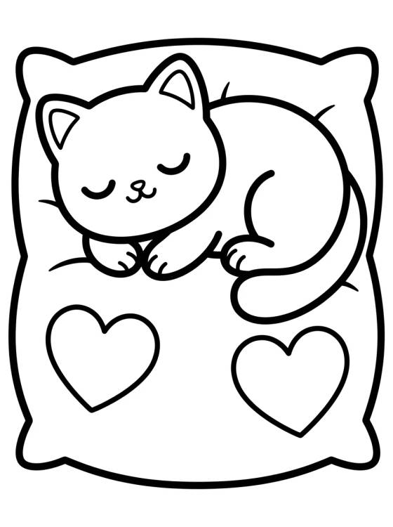 Desenho de Gato Durmiendo en el Almohadón para colorir e imprimir grátis