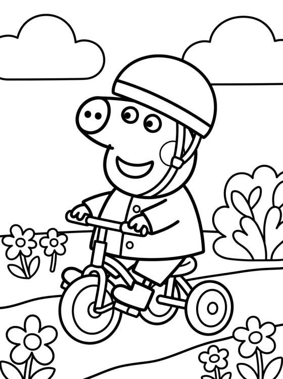 Desenho de George Pig Andando en Triciclo para colorir e imprimir grátis