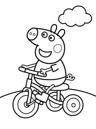 Desenho de George Pig en su Triciclo para colorir e imprimir grátis