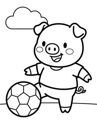 Desenho de George Pig Jugando a la Pelota para colorir e imprimir grátis