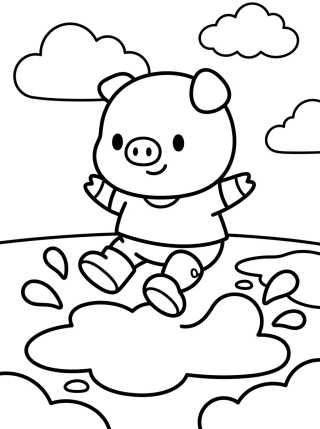 Desenho de George Pig Jugando en los Charcos de Lodo para colorir e imprimir grátis